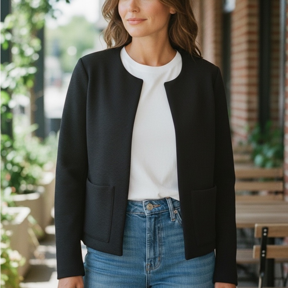 Mango Black Blazer Jacket Size Small Minimal Classic Chic